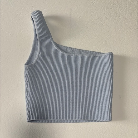 Aritzia Babaton Tank Women X Blue Top Stretch One Shoulder Minimal Basic Ribbed - Picture 5 of 5